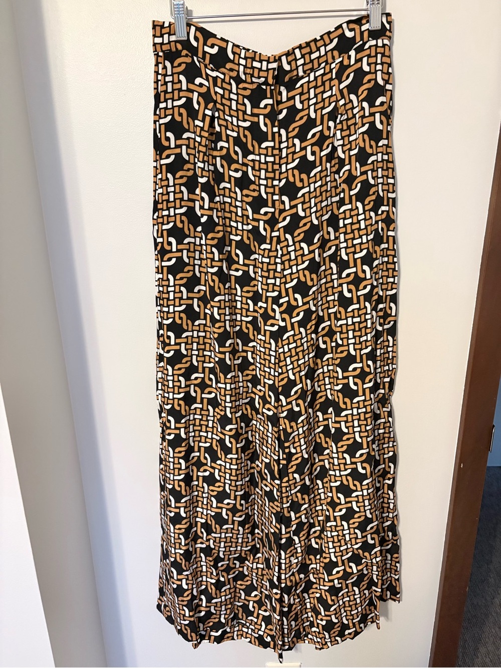 Anthropologie Black, Brown & White Chain-Link Wide-Leg Pants